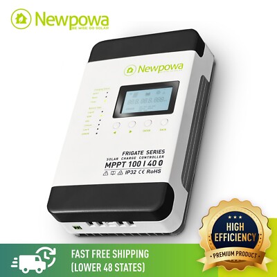 Newpowa 40A MPPT Li Solar Charge Controller 100V PV DC 12/24V W/ Bluetooth LCD