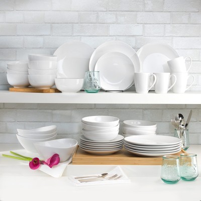 Euro Ceramica Essential Collection Porcelain Dinnerware and Serveware, 16 Pie...