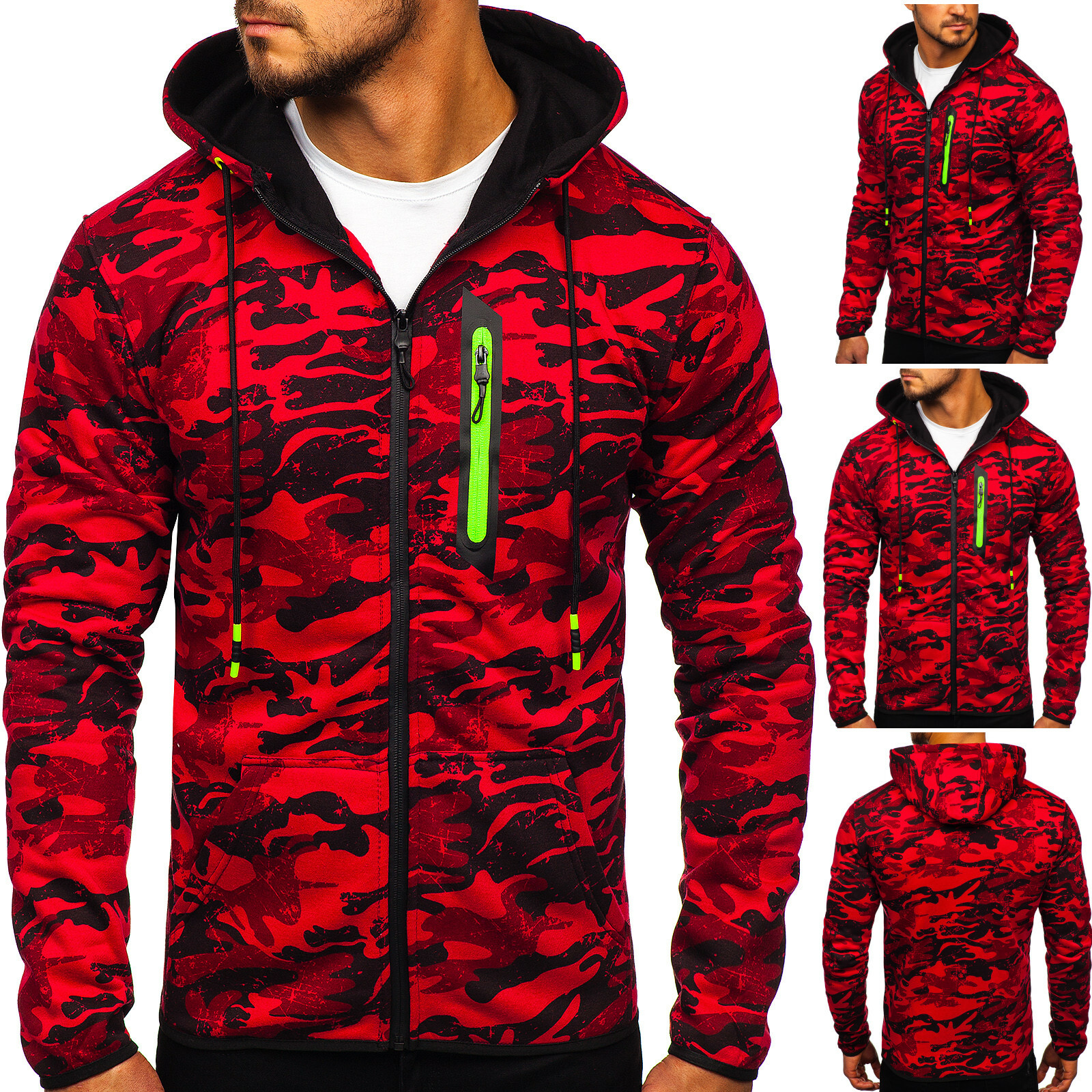 Sweatshirt Sweatjacke Kapuzenpullover Pulli Motiv Camo Army Herren BOLF Kapuze
