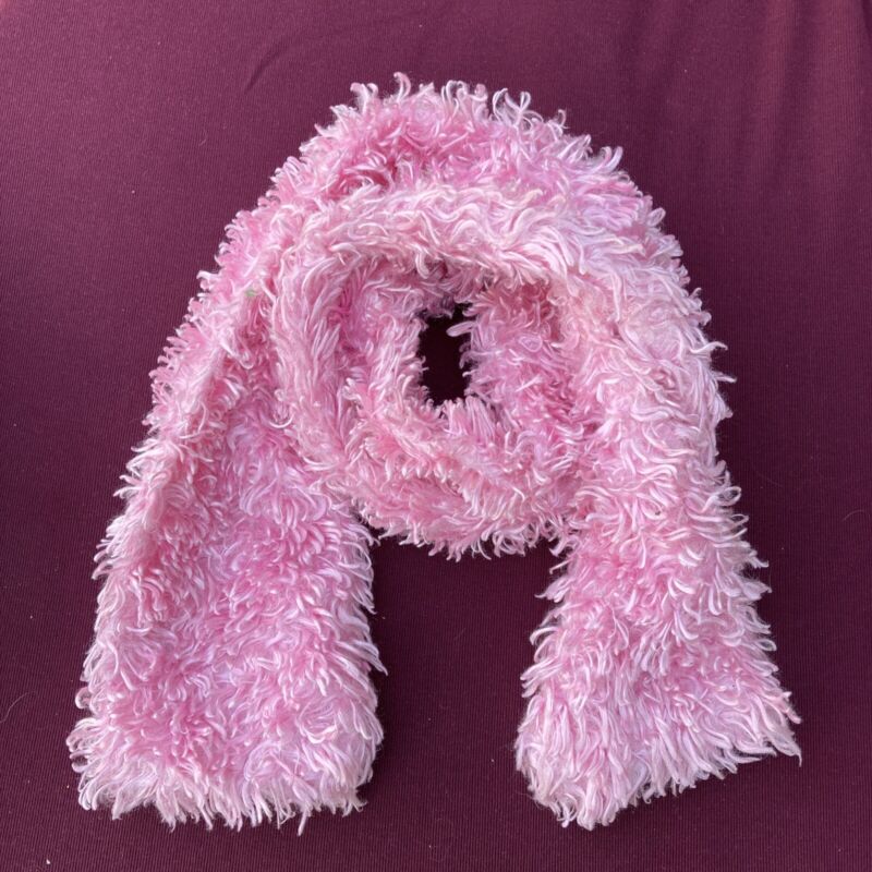 Girls Fuzzy Warm Winter Scarf Pink Plush 48 x 4.5 Inch Play Stole Boa Creative