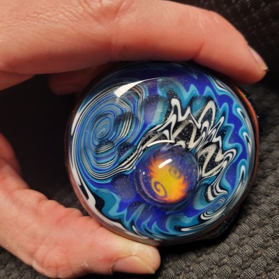 Custom Pendant - Heady crushed opal & wig-wag hollow glass pendant