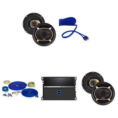 Jensen (2 Pairs) JS65T 6.6'' 3-Way Speakers with JA4B 4-Ch Amp & Wiring Kit