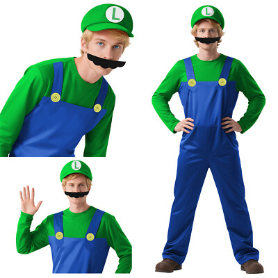 Mens Adult Super Mario and Luigi Fancy Dress Plumber Bros Halloween Costume Hat