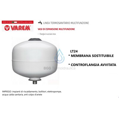 VASO ESPANSIONE BIANCO EXTRAVAREM LC CE PER RISCALDAMENTO SANITARIO AUTOCLAVE
