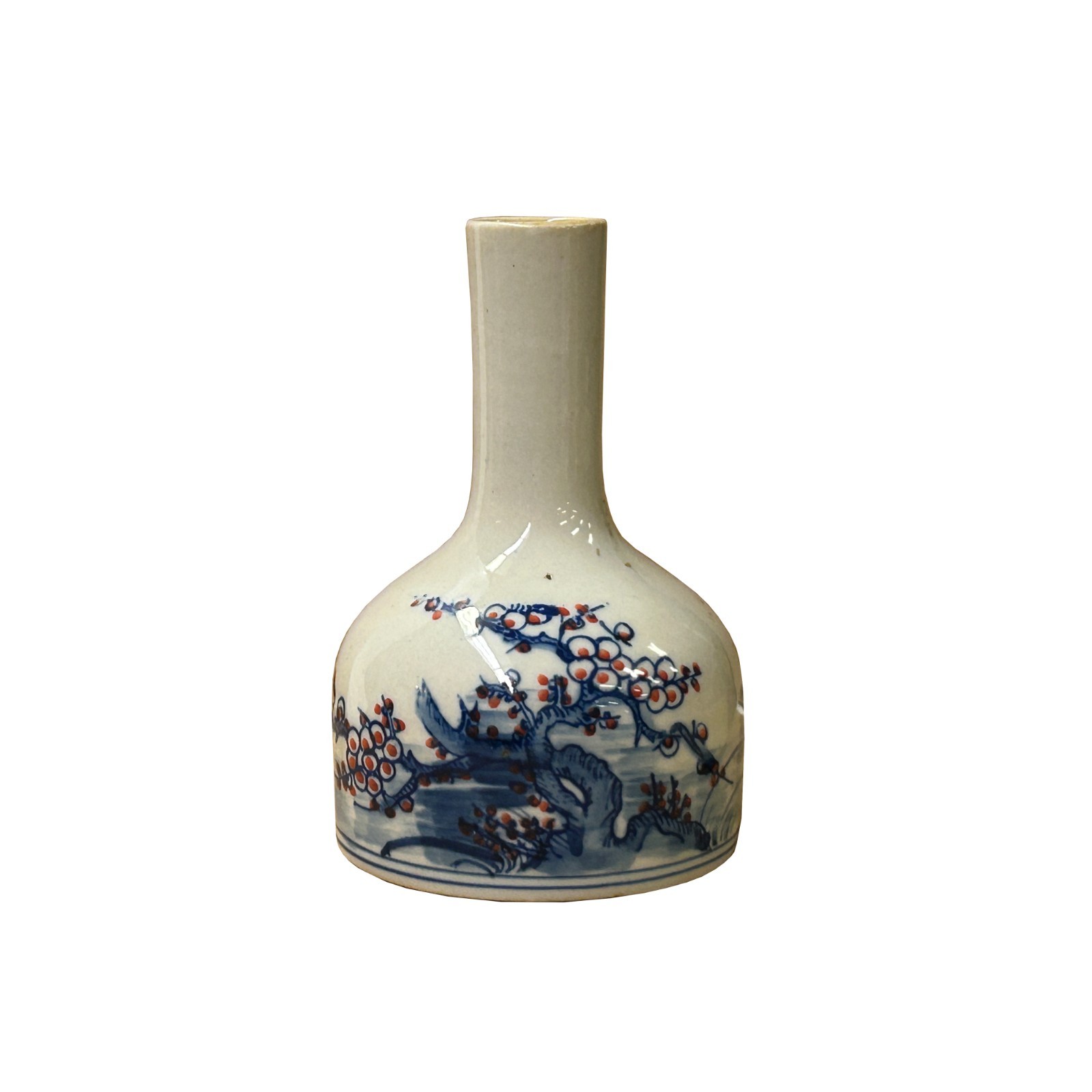 磁器-Porcelain Chinese Blue White Porcelain Round Blossom Flower Graphic Small