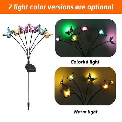 Solar Powered LED Butterfly Firework Swaying Stake Lights Garden Yard Lamp P5R8