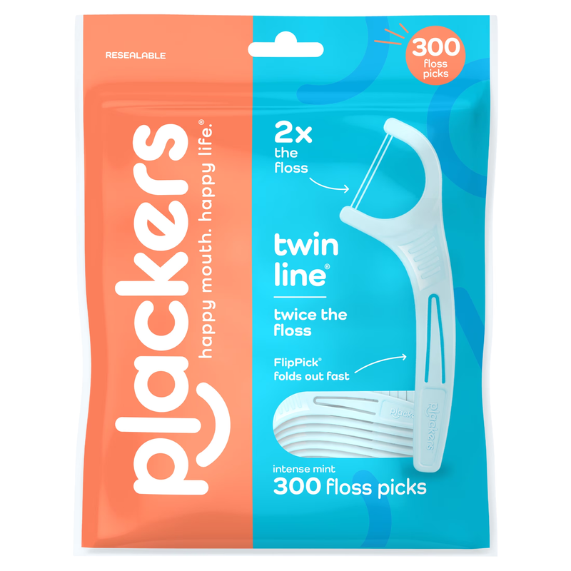 Twin Line Dental Floss Picks, Dual-Line Tuffloss, Cool Mint Flavor, 30