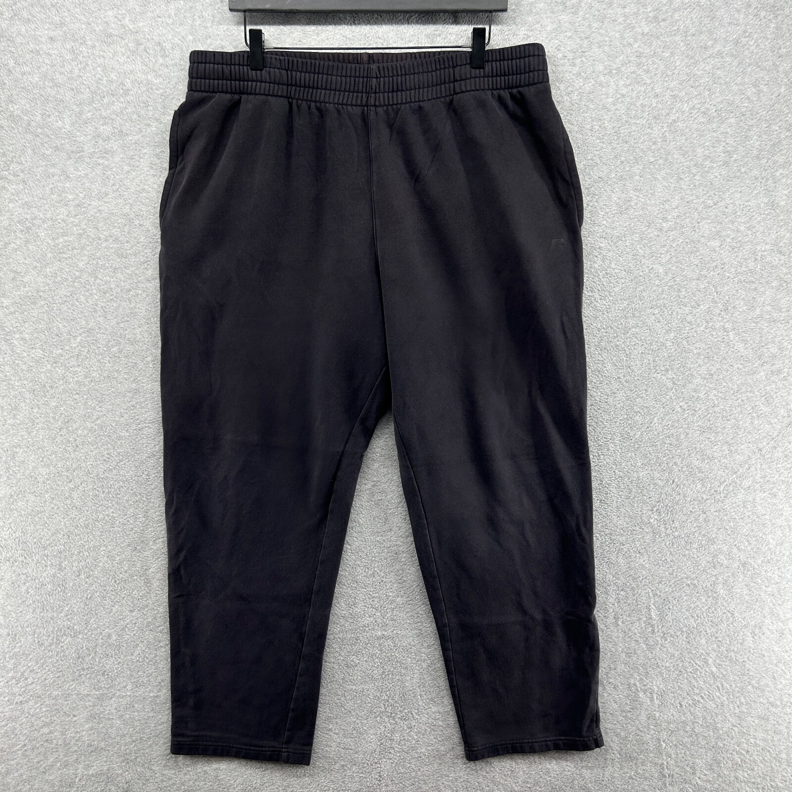 Russell Sweatpants Mens Large Black Pull On Wide Leg Elastic