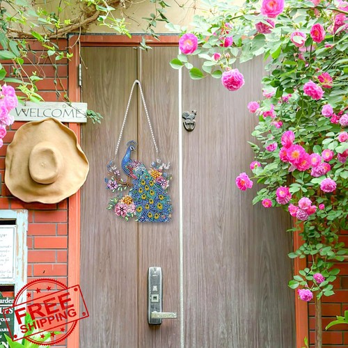 KEYIFA Peacock Diamond Painting Kit Pendent Special Shape Wall Door Ornament