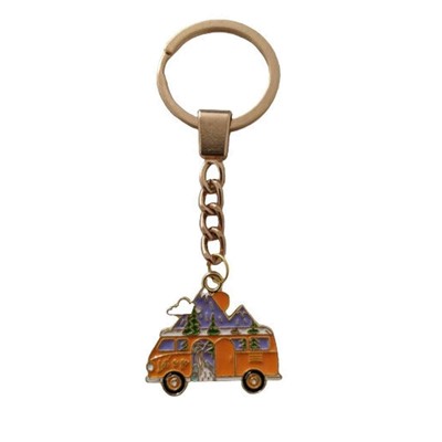 Let's Go Road Trip Camp Camping Van Life Mountain Keychain Keyring Key Chai