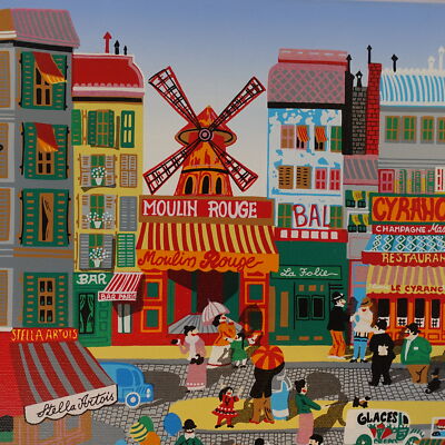 Vintage Paris MOULIN ROUGE Canvas Print Wall Art Style of Alice Martin Provensen