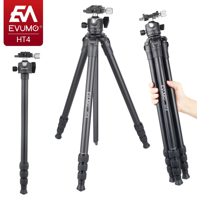HT4 Aluminum Lightweight Travel Tripod with Panoramic Ballhead for DSLR Camcorde