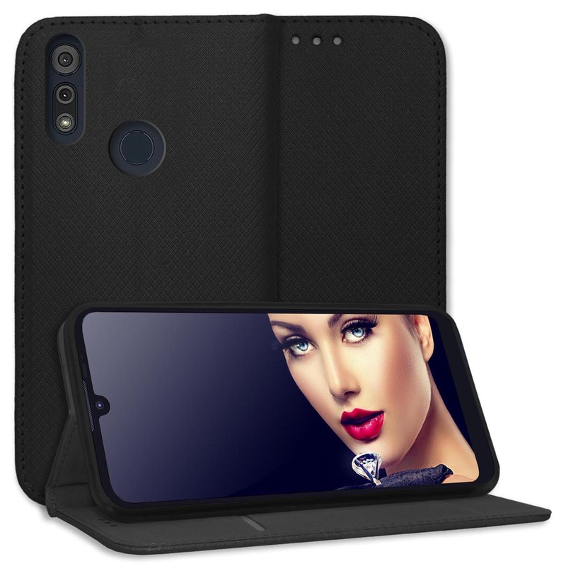 Coque Housse Etui Ã  Clapet Pour Motorola Moto E6s, Moto E6i Noir Bookstyle Flip
