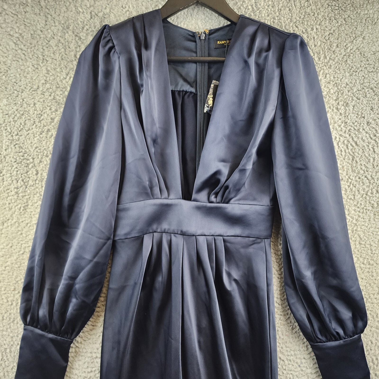 Ramy Brook Madelane Plunging Maxi Dress Women's 0 Navy Solid Back Zip Closure - Picture 4 of 19