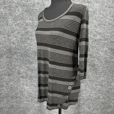 Red by BKE Shirt Womens Small Gray Striped Tunic Minimalist Lightweight FLAW