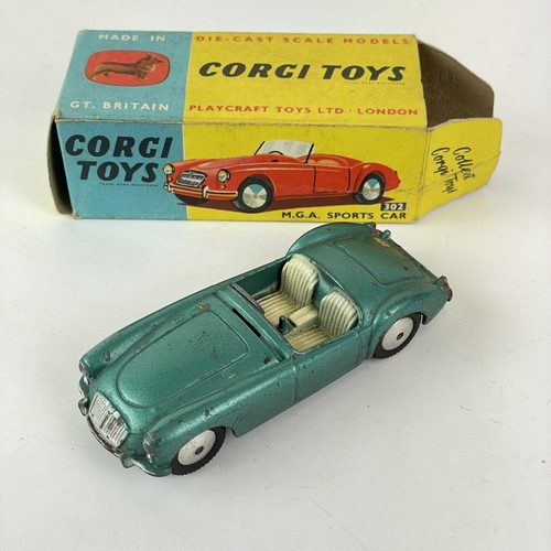 Vintage Boxed Corgi Toys No. 302 MGA Sports Car Metallic
