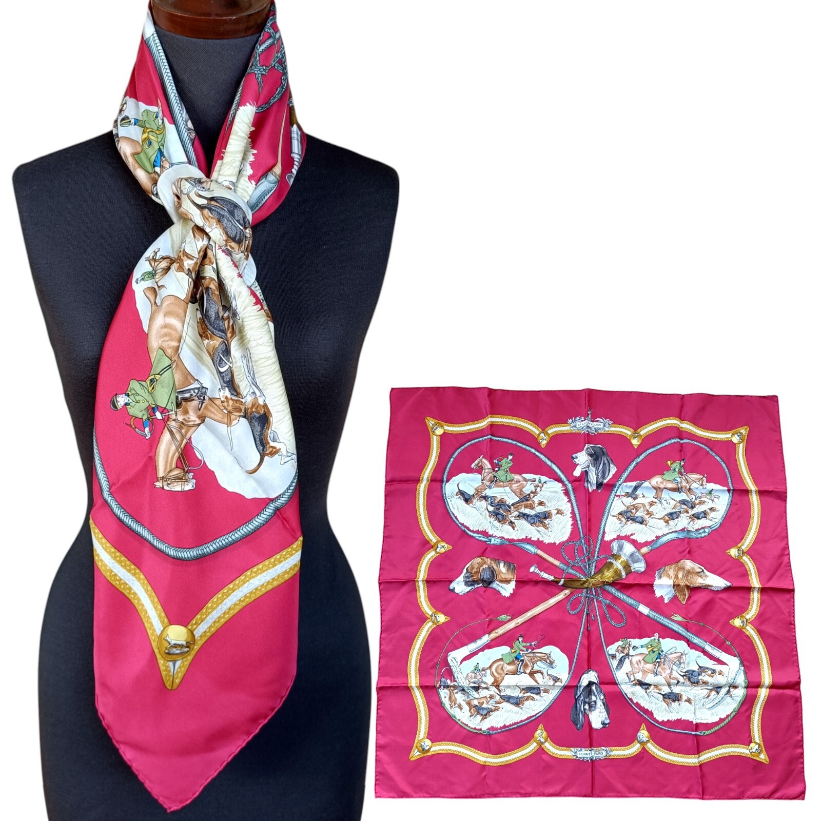 HERMES/エルメス カレ90 LE LAISSER COURRE Hermes LE LAISSER COURRE Carre 90 Silk 100% Scarf Gray | eBay