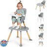 Ezebaby Baby High Chair, 8 in 1 Convertible High Chairs to Booster Seat/Toddler Chair/Table and Chair Set, Wooden High Chair with Adjustable Tray and PU Cushion(Grey)