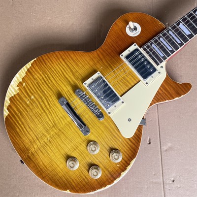 Relic Tobacco Sunburst LP Electric Guitar HH Pickups Chorme Parts Mahogany Neck