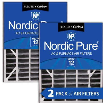 Air Bear 20x25x5 (4 7/8) Air Filter Replacement MERV 12 Pleated + Carbon 2 Pack