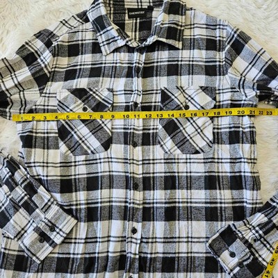 Chemistry White & Black Plaid Tupac Graphic Flannel Shirt. Size L