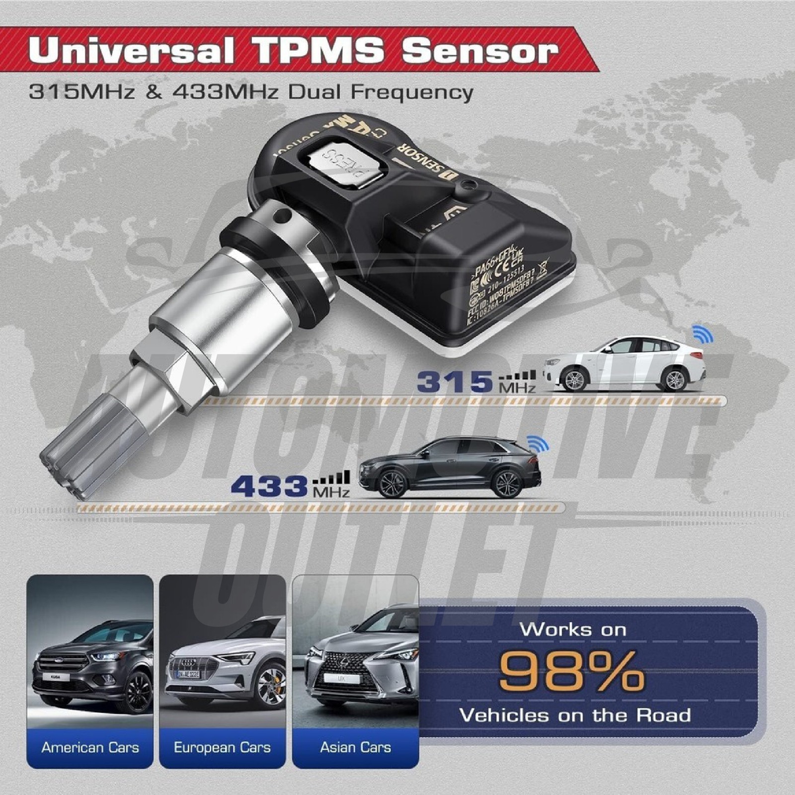 4x TYRE PRESSURE SENSOR TPMS MX-SENSOR 433MHZ 315MHZ 2 IN1 PROGRAMMABLE TS501 8