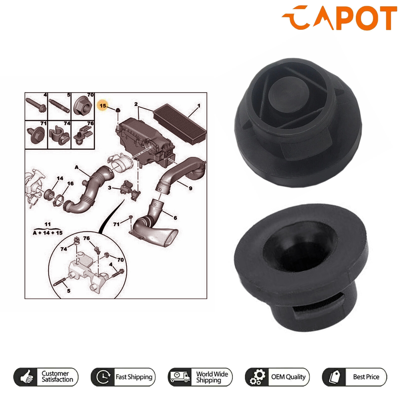 1X Air Filter Rubber Insert Grommet Citroen Berlingo 08-13, C4 06-12, C3 09-13