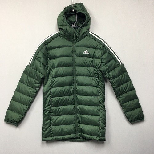 

Куртка-пуховик Adidas (мужской размер ) Зеленое пальто с капюшоном на молнии Essentials, Зеленый, Adidas Essentials Down Parka