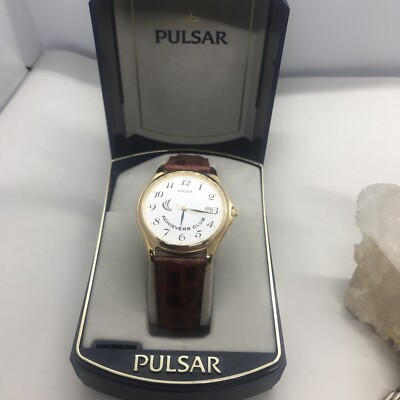 Vintage NOS Pulsar Thin Dress Achievers Club Logo Watch with New Battery