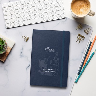 Hardcover Bound Notebook - Plant Journal Blue