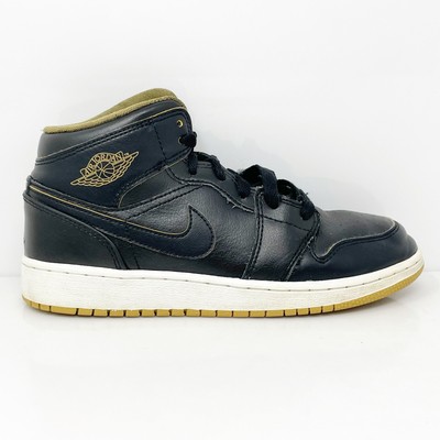 

Nike Boys Air Jordan 1 Mid 554725-042 Черные баскетбольные кроссовки, размер 5,5 лет, Черный, Air Jordan 1 Mid