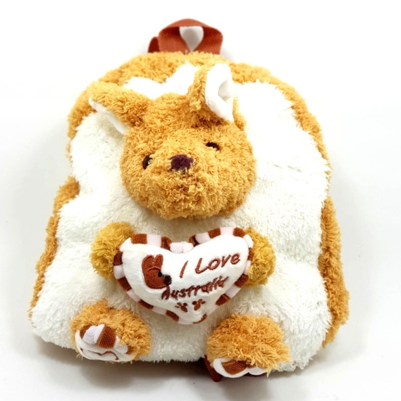 Bag Backpack 3D Kangaroo Plush Satin Lined Australian Souvenir Childs