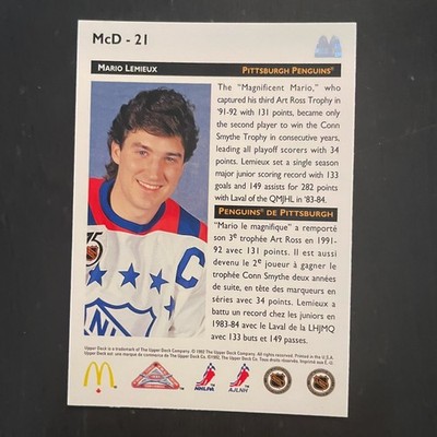 1992 Upper Deck McDonalds #McD-21 Mario Lemieux