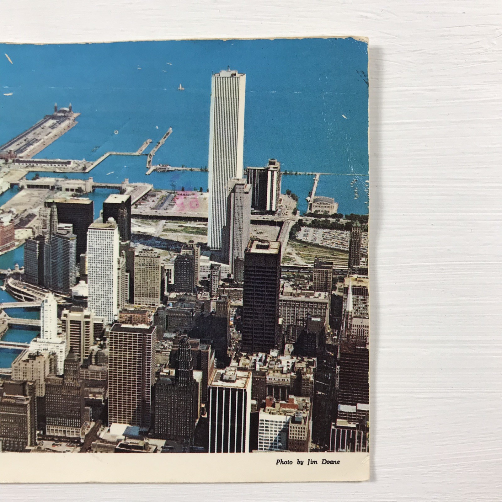 C. 1970s Birds Eye View Chicago Illinois Bridge Street River Building Postcard