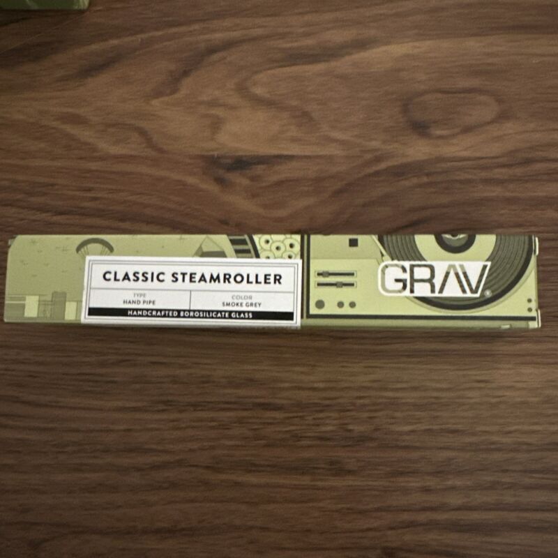 Grav Clear Smoke Grey Gray Glass Classic Steamroller (7”) New In Box