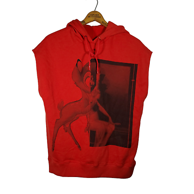 Givenchy X Disney Bambi Sleeveless Hoodie Sweatshirt Womens M Red Wearable Art