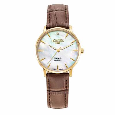 Pre-owned Roamer 989847 48 10 05 Women's Valais Diamond Set Wristwatch In Brown/white