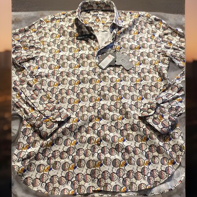 $125 NWT Visconti Black Mens Long Sleeve Button Shirt S