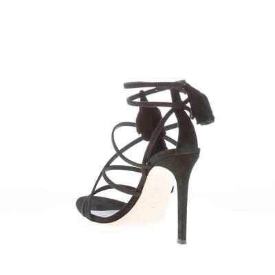 Pre-owned Giuseppe Zanotti Women Shoes Black Suede Danse Du Feu Sandal Dangling Roses