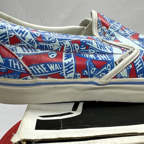 Pre-owned Vans Marc By Marc Jacobs X  Slip On Logo Skate Shoe Sneakers Sz 12 Us Blue Red