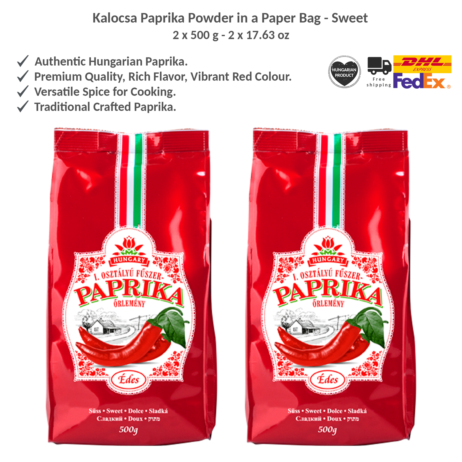 Kalocsai Ground Paprika Mild/Sweet Food Seasoning Smoked Paprika Powder 500gx2