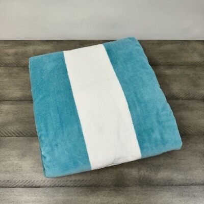 Pottery Barn Reversible Awning Striped Pool Towel Blue Orange 32 x64  NWOT