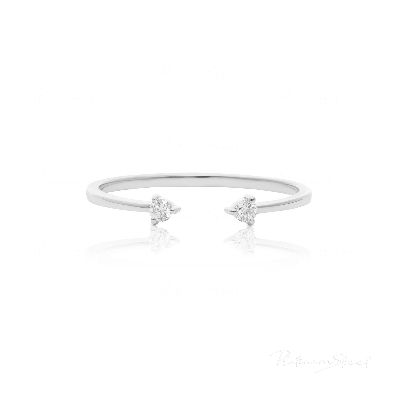 950 Platinum 0.06 Ct. Genuine Diamond Open Cuff Birthday Gift Ring Fine Jewelry