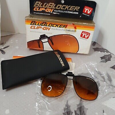 ~BluBlocker Sunglasses Aviator Lenses Blue Blocker New Clip On 1992 Vintage~
