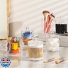 4 Pack Acrylic Qtip Holder Dispenser for Cotton Swabs, Balls, Pads, Floss Picks- Small Clear Plastic Canister Apothecary Jar Set, Bathroom Essentials Accessories Decor, Vanity Makeup Storage Organizer