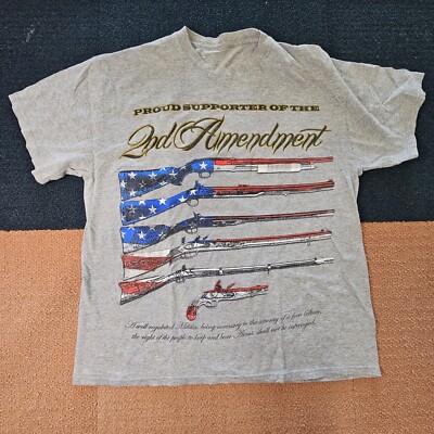 2nd Amendment Adult T-Shirt XL Gray Proud Supporter Gun USA Second SS crew K1a