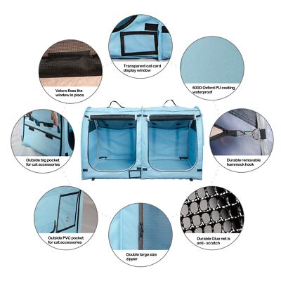 Mispace Portable Twin Compartment Show House Cat Cage/Condo - Easy to Fold & ...