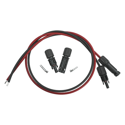 12AWG 12 feet Black + 12 feet Red Solar Panel Extension Cable and Connectors