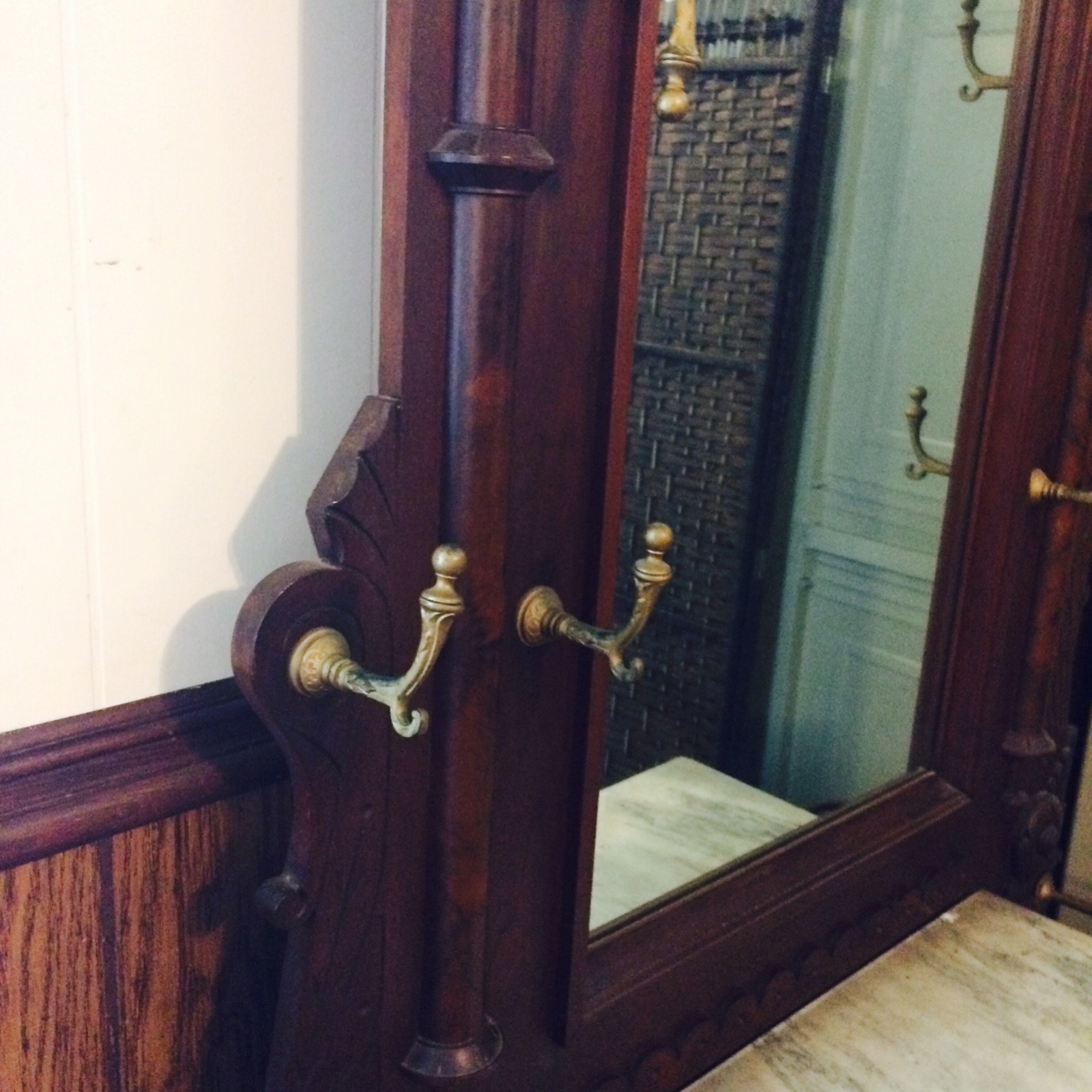 Regal Large Walnut Victorian Original Finish Marble Top Hall Tree Stand ~Ca.1870