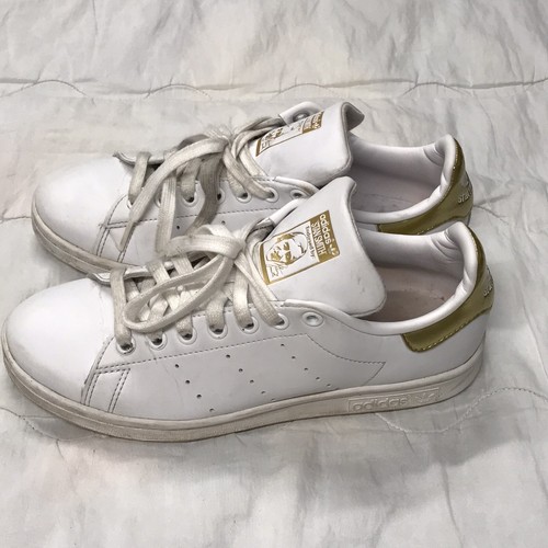 Adidas Stan Smith White Gold Leather Court Sneakers APH